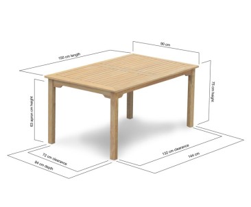 Sandringham 5ft Teak Hardwood Rectangular Garden Table