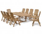Dorchester Teak Extendable Garden Table and 10 Reclining Chairs Set 