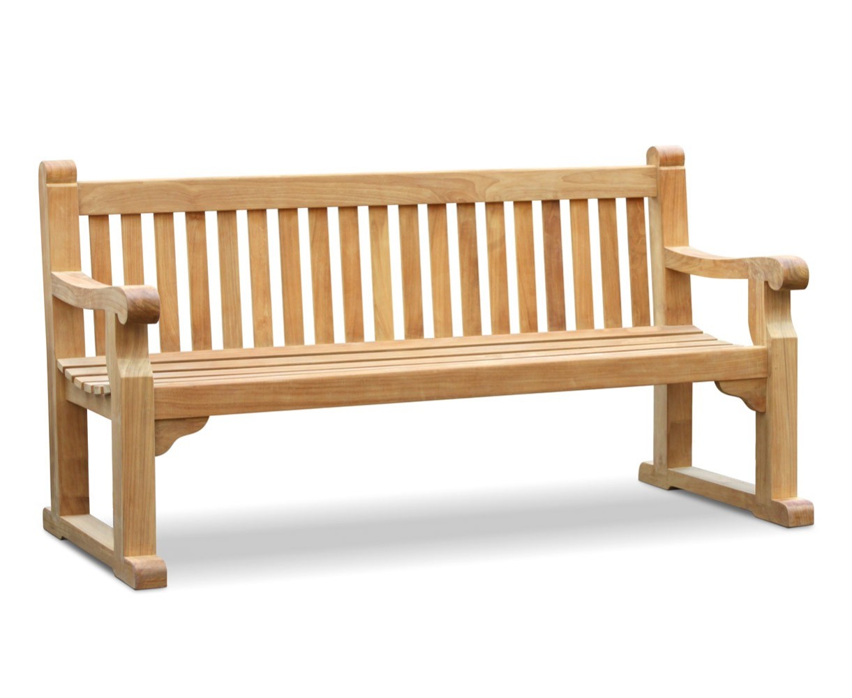 Hyde Park Teak Bench - 1.8m, Sled Legs