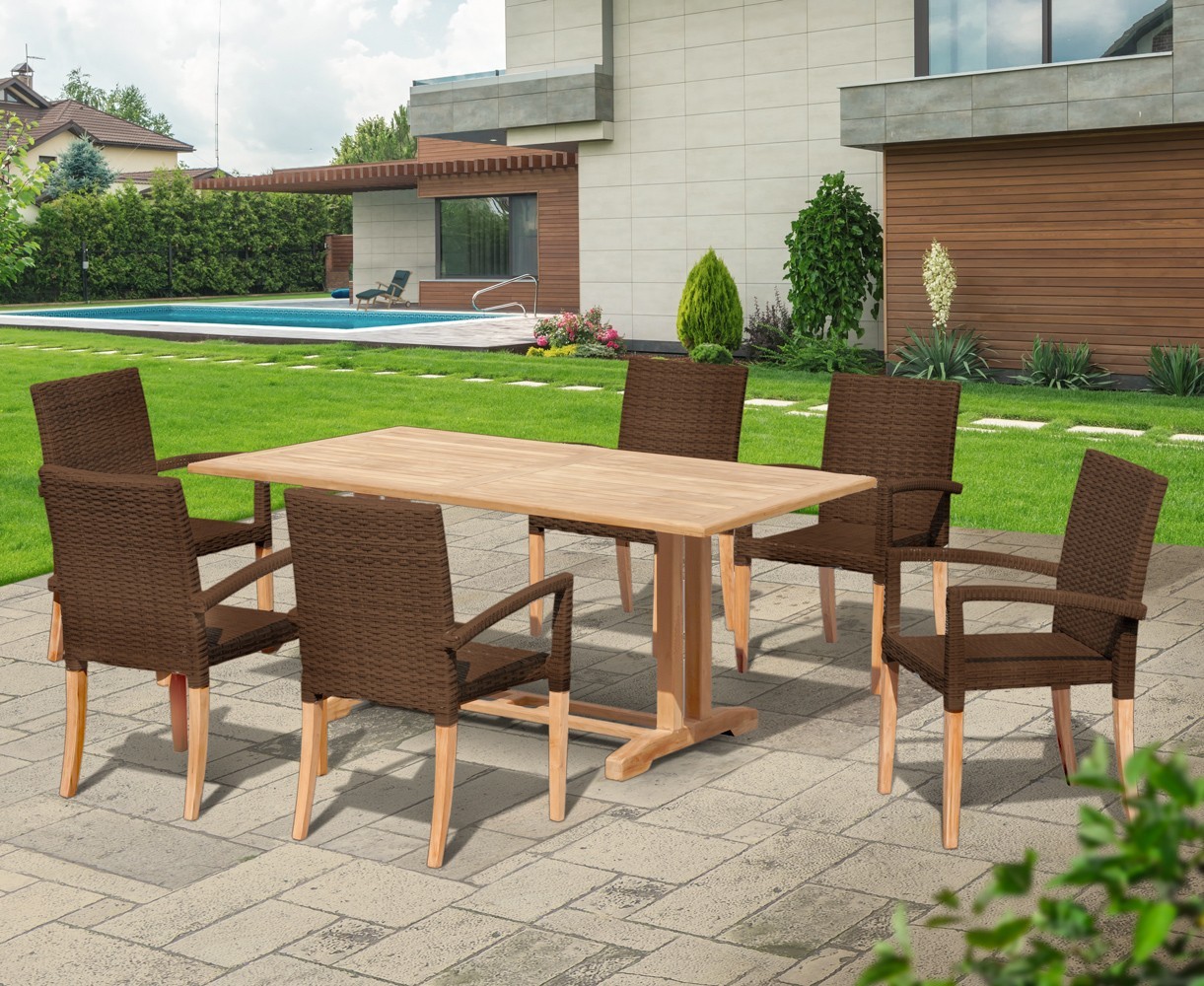 Belgrave 6 Seater Pedestal Table 1.8m and St. Tropez Stacking Chairs