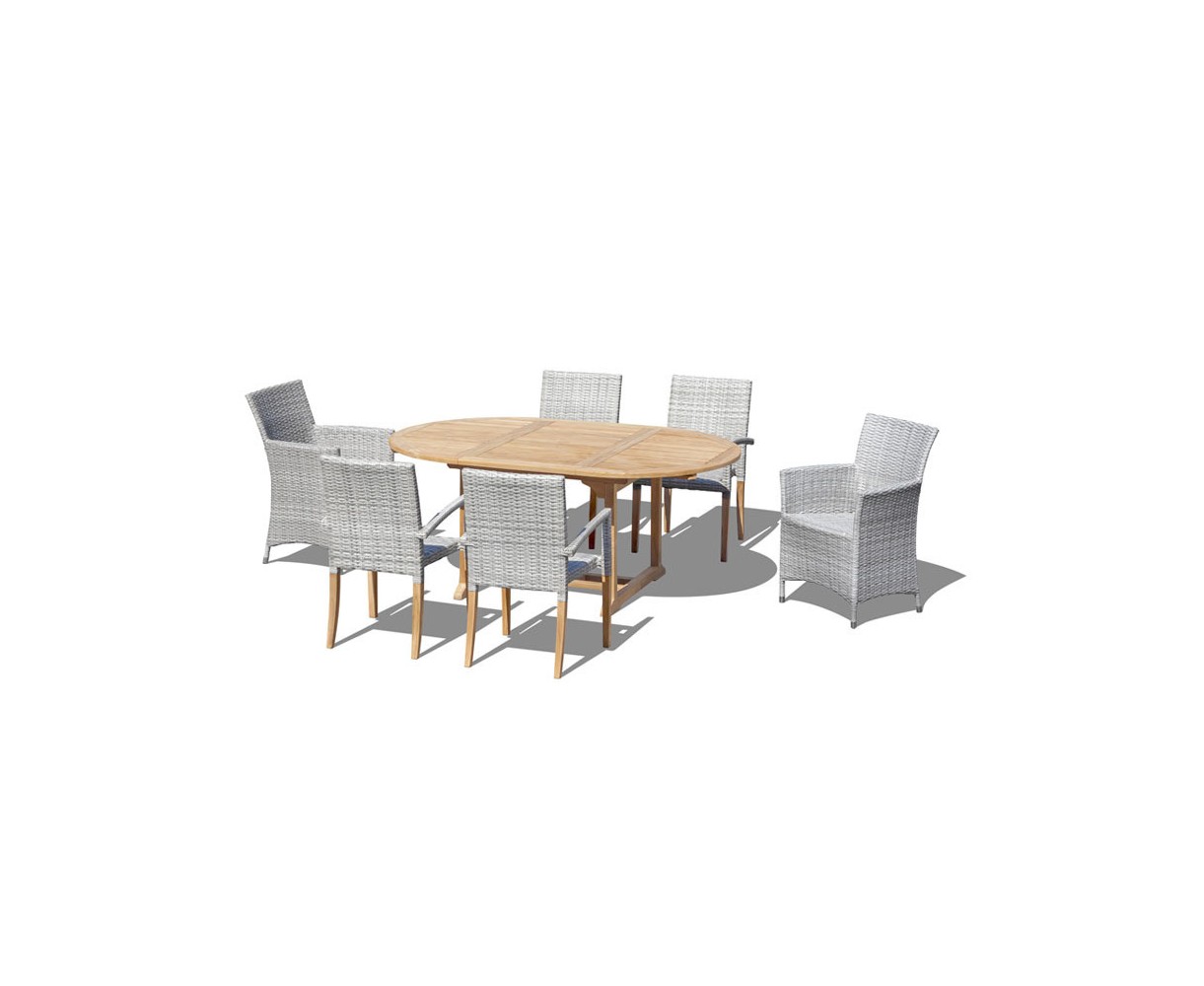 Brompton single-leaf 1.2-1.8m Extending Dining Table with 6 Chairs Set