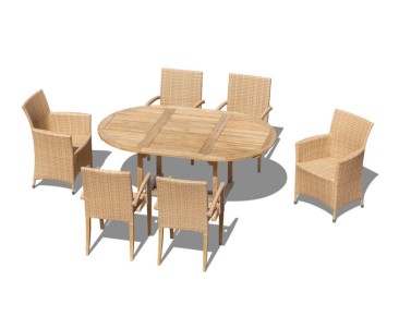 Brompton single-leaf 1.2-1.8m Extending Dining Table with 6 Chairs Set