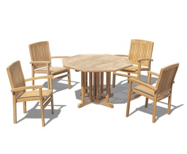 Berrington Garden Octagonal Gateleg Table and Bali Chairs Set