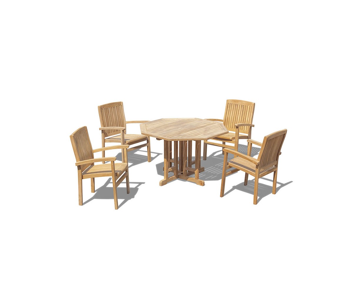 Berrington Garden Octagonal Gateleg Table and Bali Chairs Set