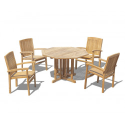Berrington Garden Octagonal Gateleg Table and Bali Chairs Set