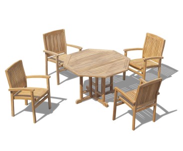 Berrington Garden Octagonal Gateleg Table and Bali Chairs Set