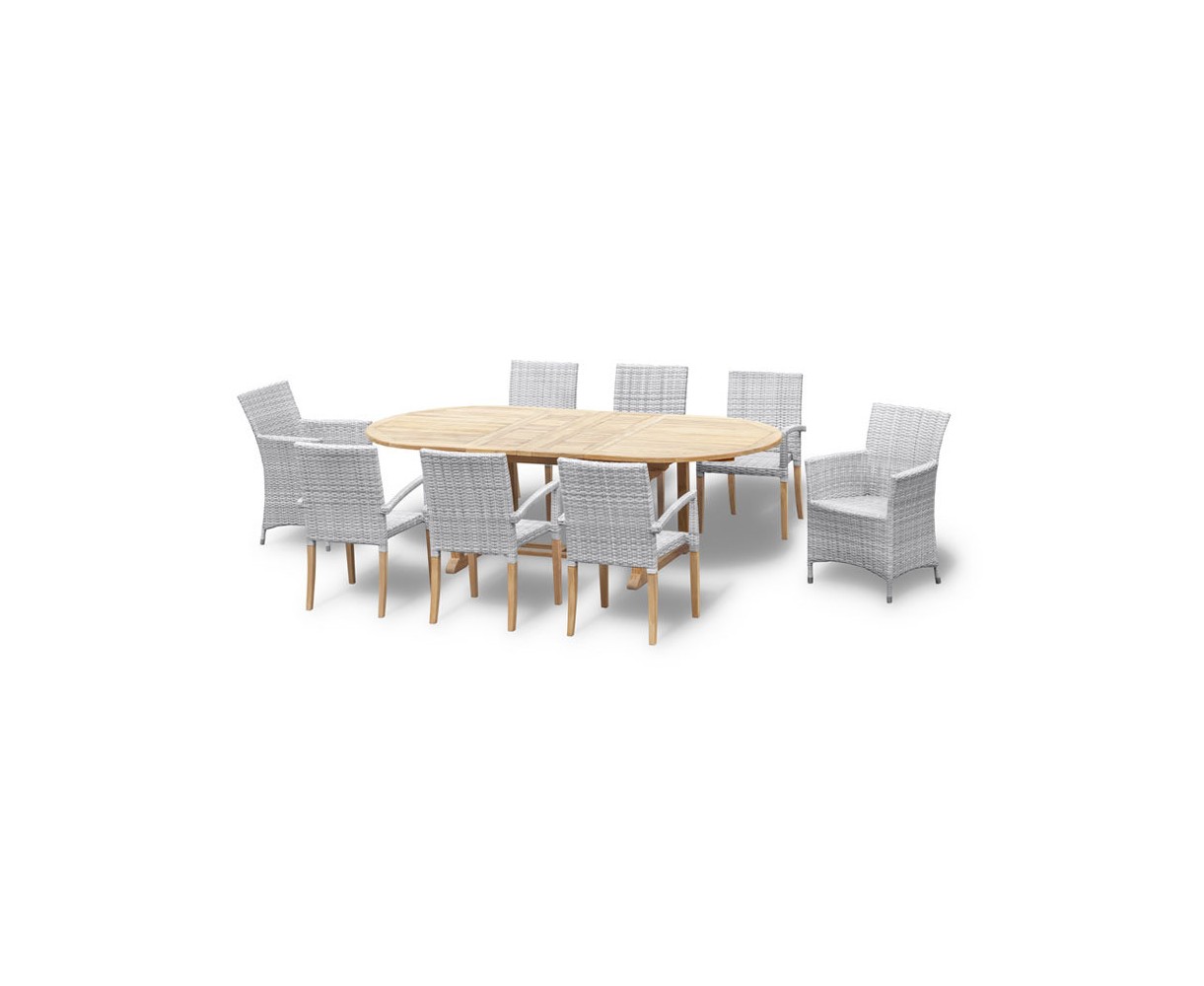 Brompton Double Leaf 1.8-2.4m Extending Dining Table with 8 Chairs Set