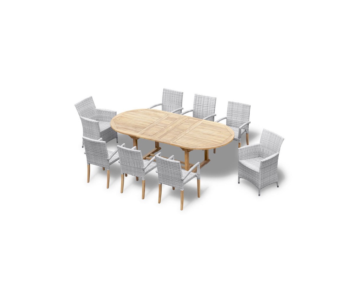Brompton Double Leaf 1.8-2.4m Extending Dining Table with 8 Chairs Set