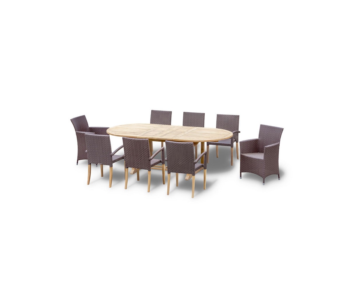 Brompton Double Leaf 1.8-2.4m Extending Dining Table with 8 Chairs Set