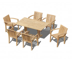 Belgrave 6 Seater Dining Set with 1.5m Table and Monaco Stacking Chairs