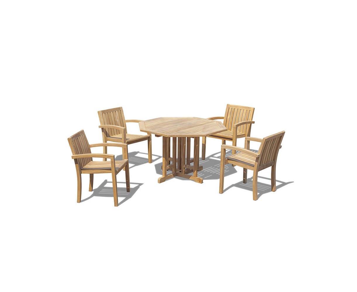 Berrington Teak Octagonal Table and Monaco Stacking Chairs