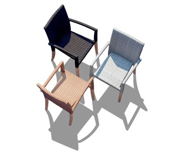 St Tropez Teak and Rattan Table and Chairs Set