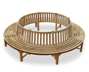 Round Teak Tree Seat, Large - 2.96m - Garden Benches