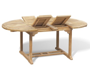 Brompton Teak Double-Leaf Extendable Garden Table 120-180cm
