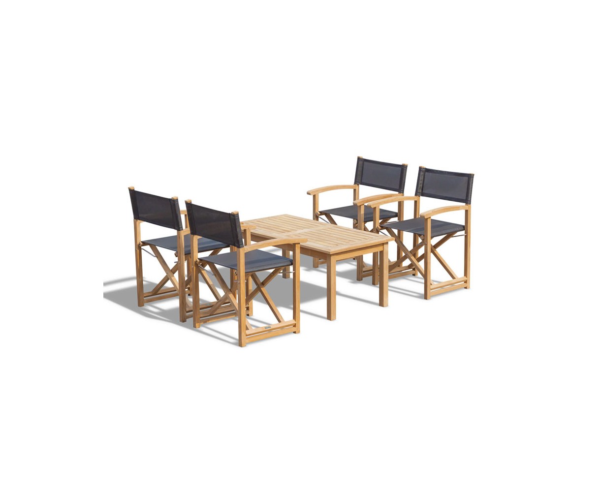 Hilgrove Teak Coffee Table with 4 Director’s Chairs