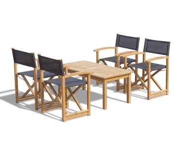 Hilgrove Teak Coffee Table with 4 Director’s Chairs