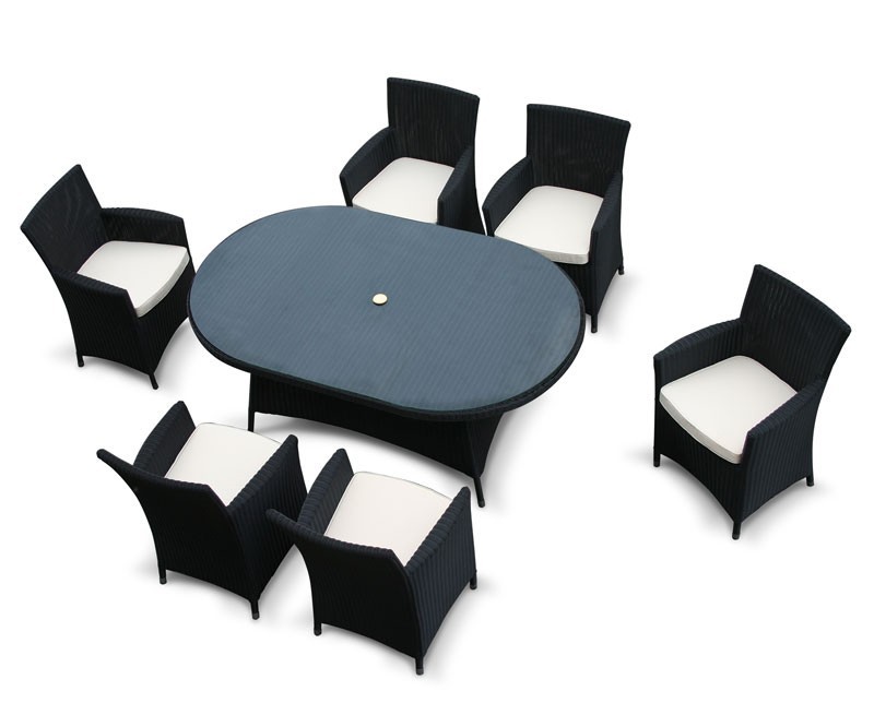Riviera 6 Seat Black Rattan Dining Set 2