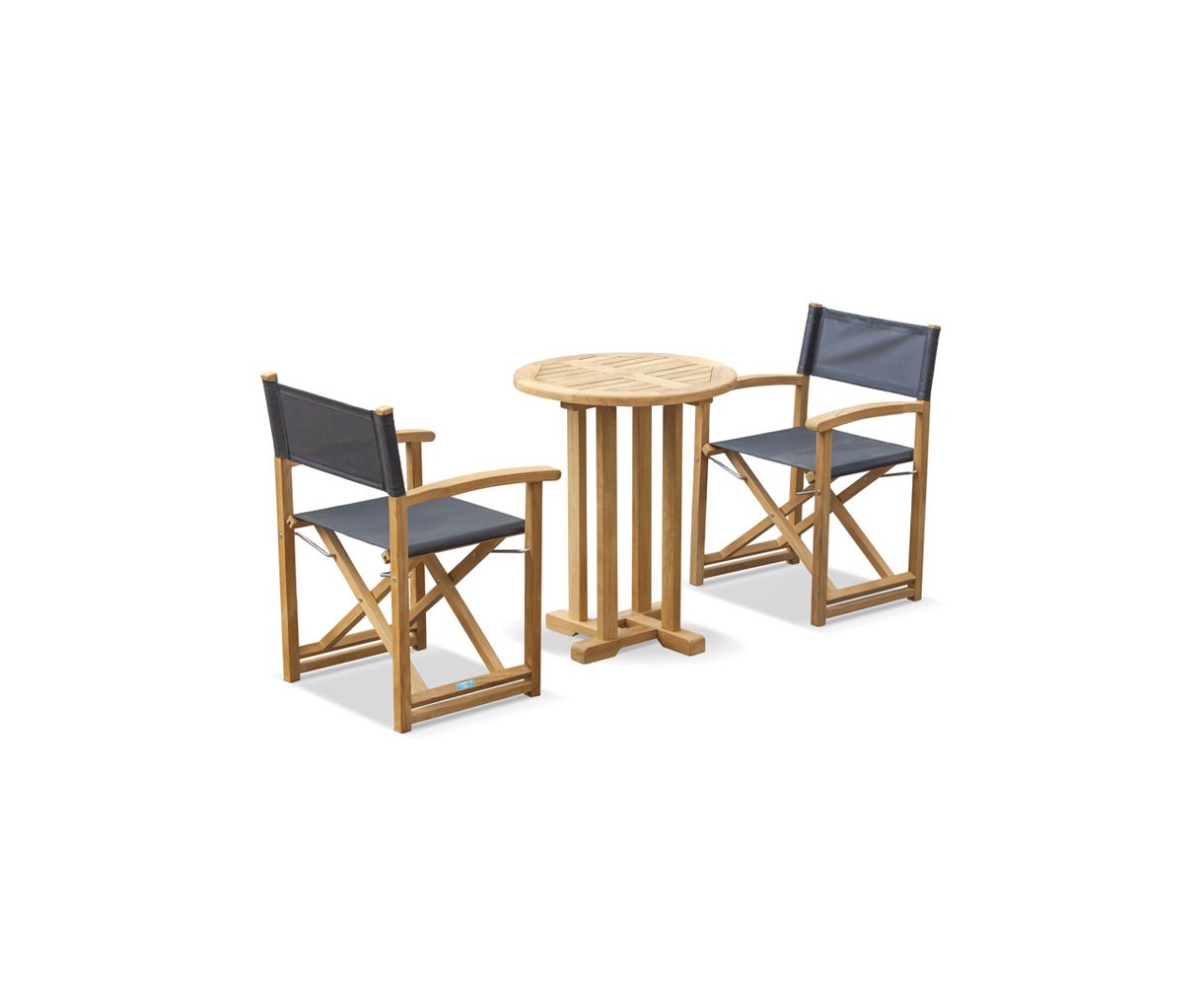 Canfield Round Table with 2 Director’s Chairs
