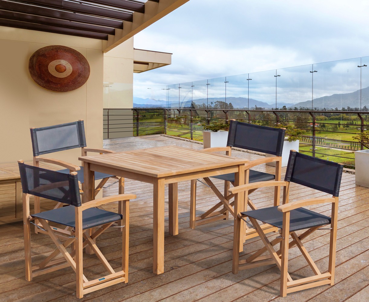 Sandringham 90cm Table with 4 Director’s Chairs