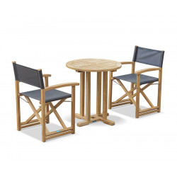 Canfield 70cm Round Table with 2 Director's Chairs