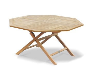 Suffolk 5ft Teak Folding Outdoor Octagonal Table - 150cm