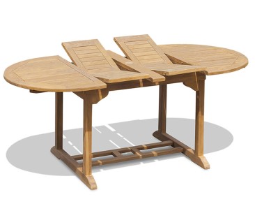 Brompton Bijou Double Extending Dining Table, Oval, Teak – 120 - 180cm