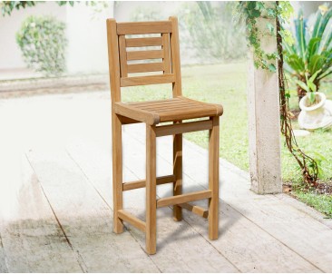 Canfield Wooden Teak Bar Stool