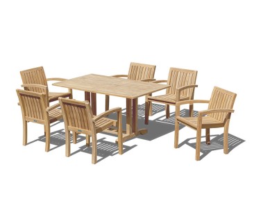 Belgrave 6 Seater Dining Set with 1.5m Table and Monaco Stacking Chairs