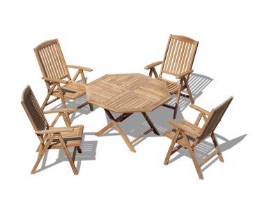 Suffolk Garden Folding Dining Table and Reclining Chairs Set