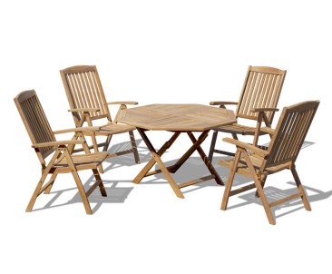 Suffolk Garden Folding Dining Table and Reclining Chairs Set