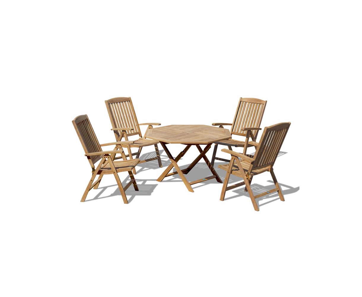 Suffolk Garden Folding Dining Table and Reclining Chairs Set