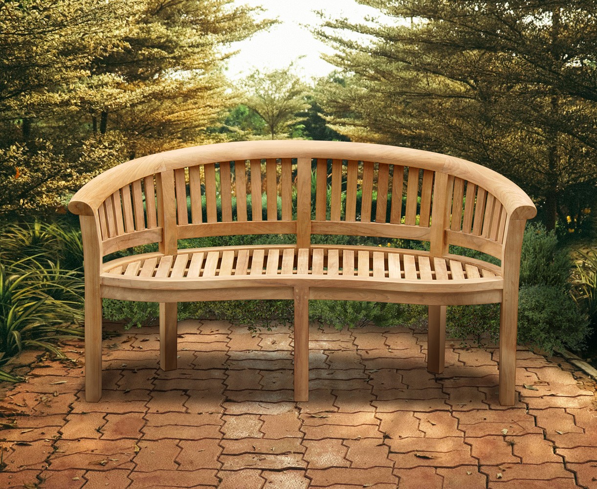 Modern Teak Banana Garden Bench