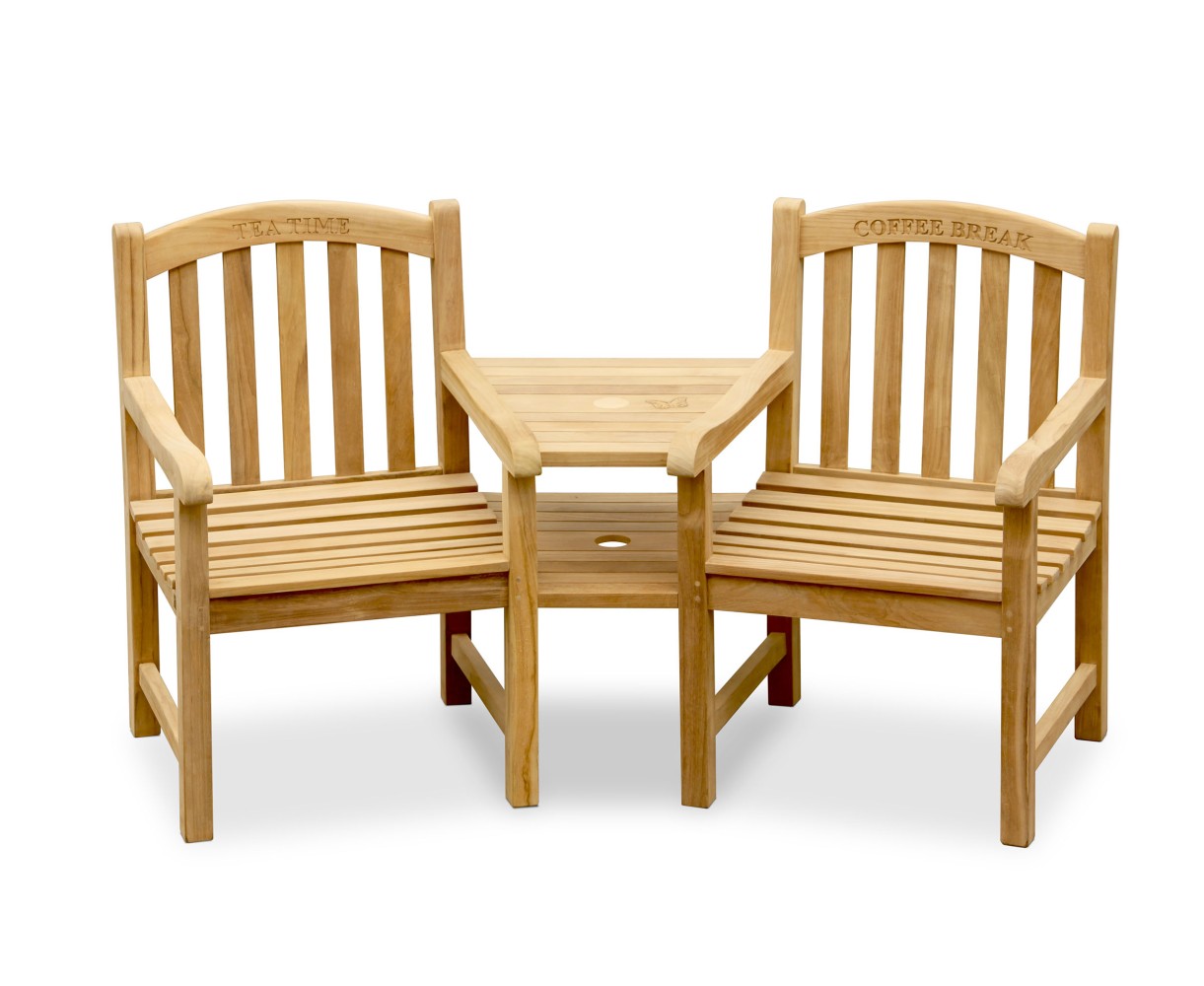Clivedon Teak Garden Companion Seat Wooden Garden Love Seat