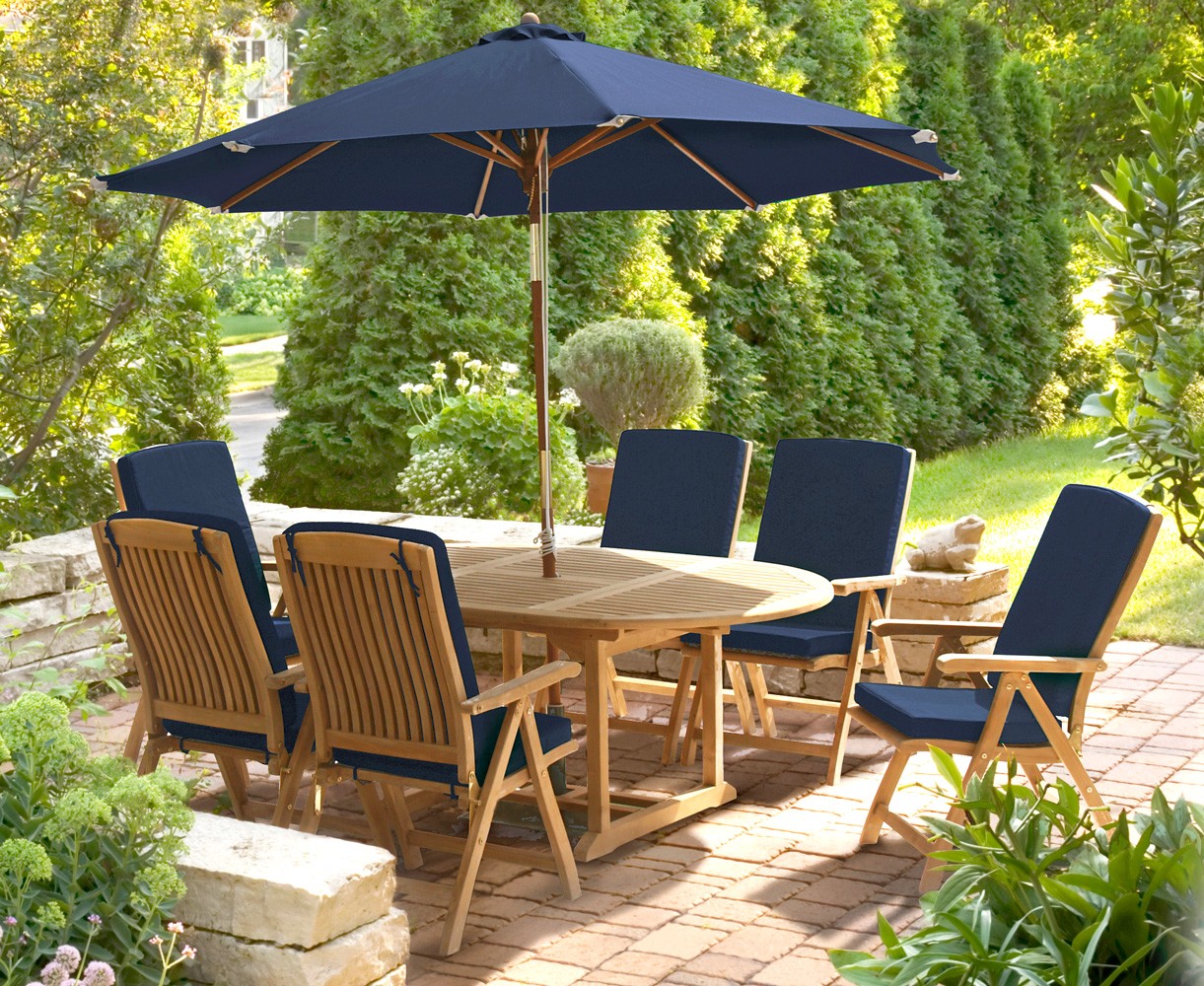 Bali 6 Seater Extending Garden Table and Reclining Chairs Set