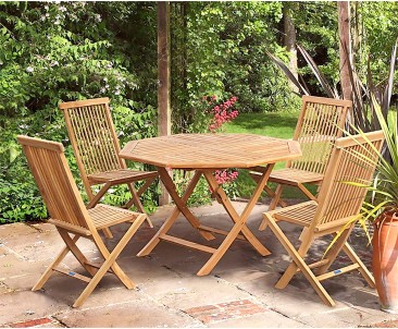 Suffolk Octagonal Folding Garden Table & Chair Set -Outdoor Dining Set