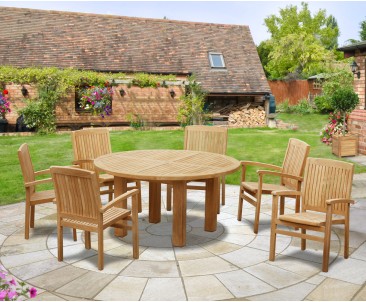 Titan Round 1.5m Table with Bali Stacking Armchairs