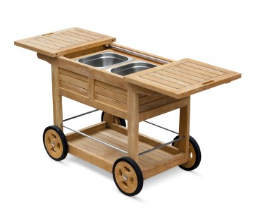 Teak Ice Bucket Bar Trolley