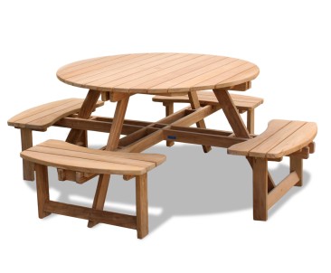 Teak Round Picnic Bench | Circular Picnic Table