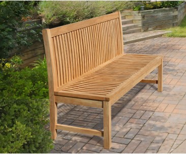Canterbury Dining Bench Seat with back, Teak – 1.8m, Armless