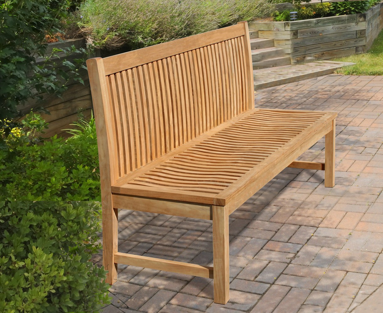 Canterbury Dining Bench Seat with back, Teak – 1.8m, Armless