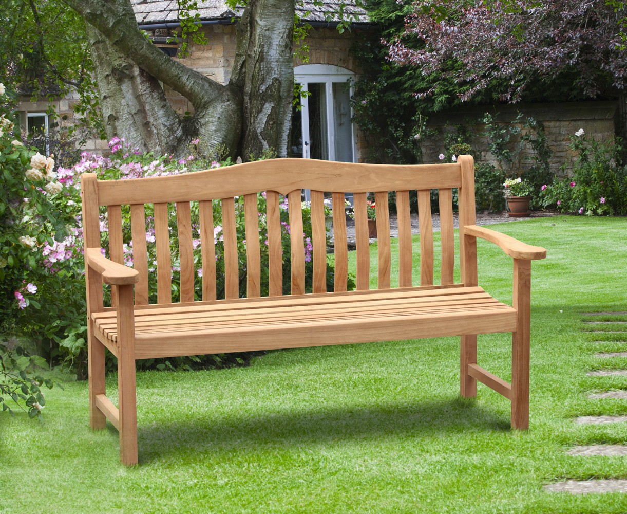 Rosette Teak Garden Bench - 1.5m