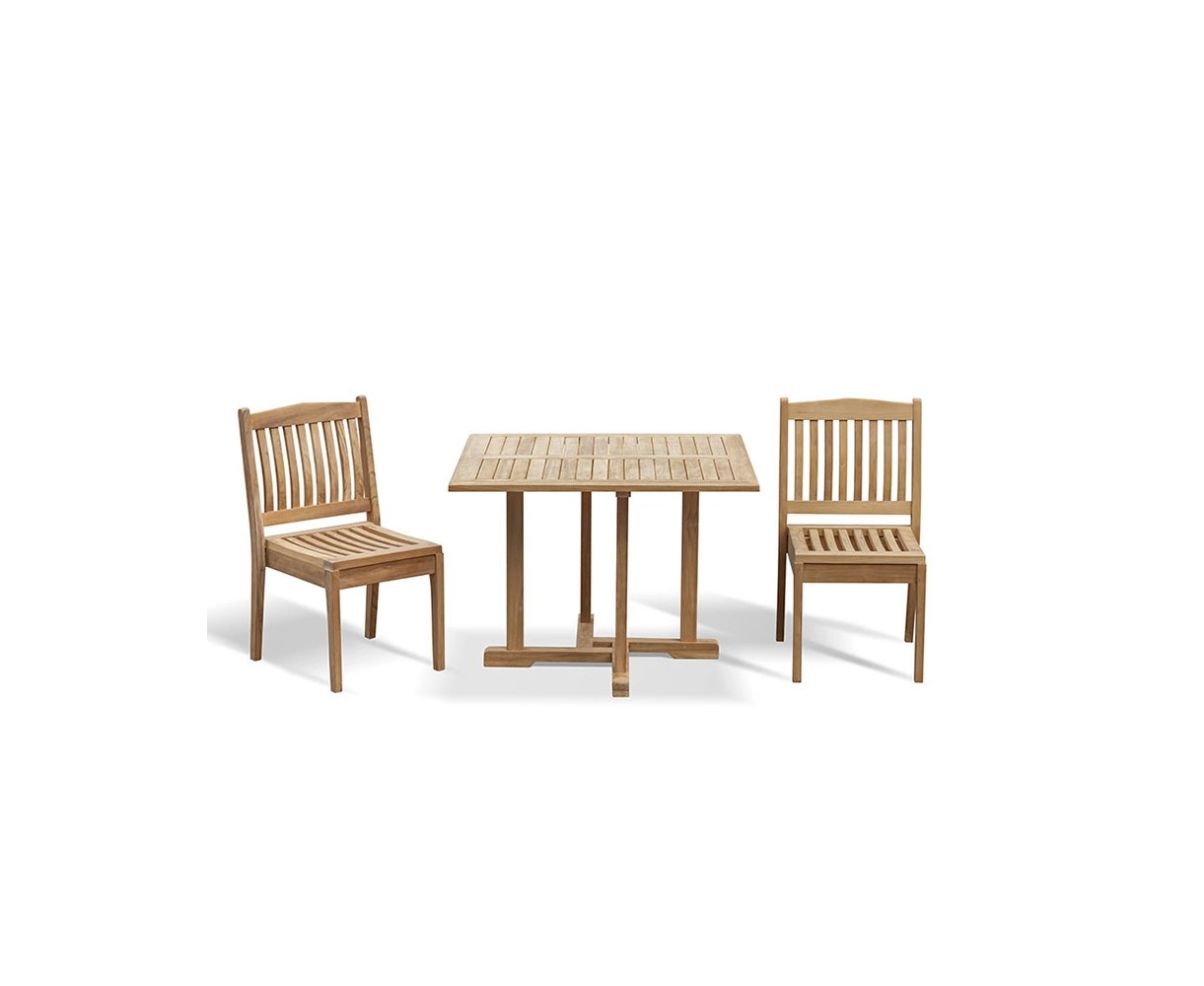 Canfield 1m Square Dining Table with 2 Hilgrove Stacking Chairs