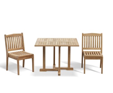 Canfield 1m Square Dining Table with 2 Hilgrove Stacking Chairs