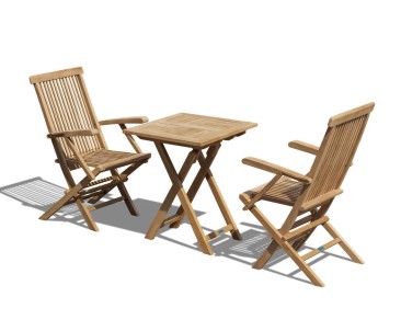 Suffolk Teak 60cm Table and Ashdown Armchairs Set