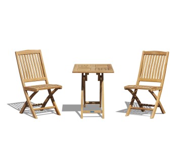Teak Suffolk 0.6m Table and Bali Chair Set
