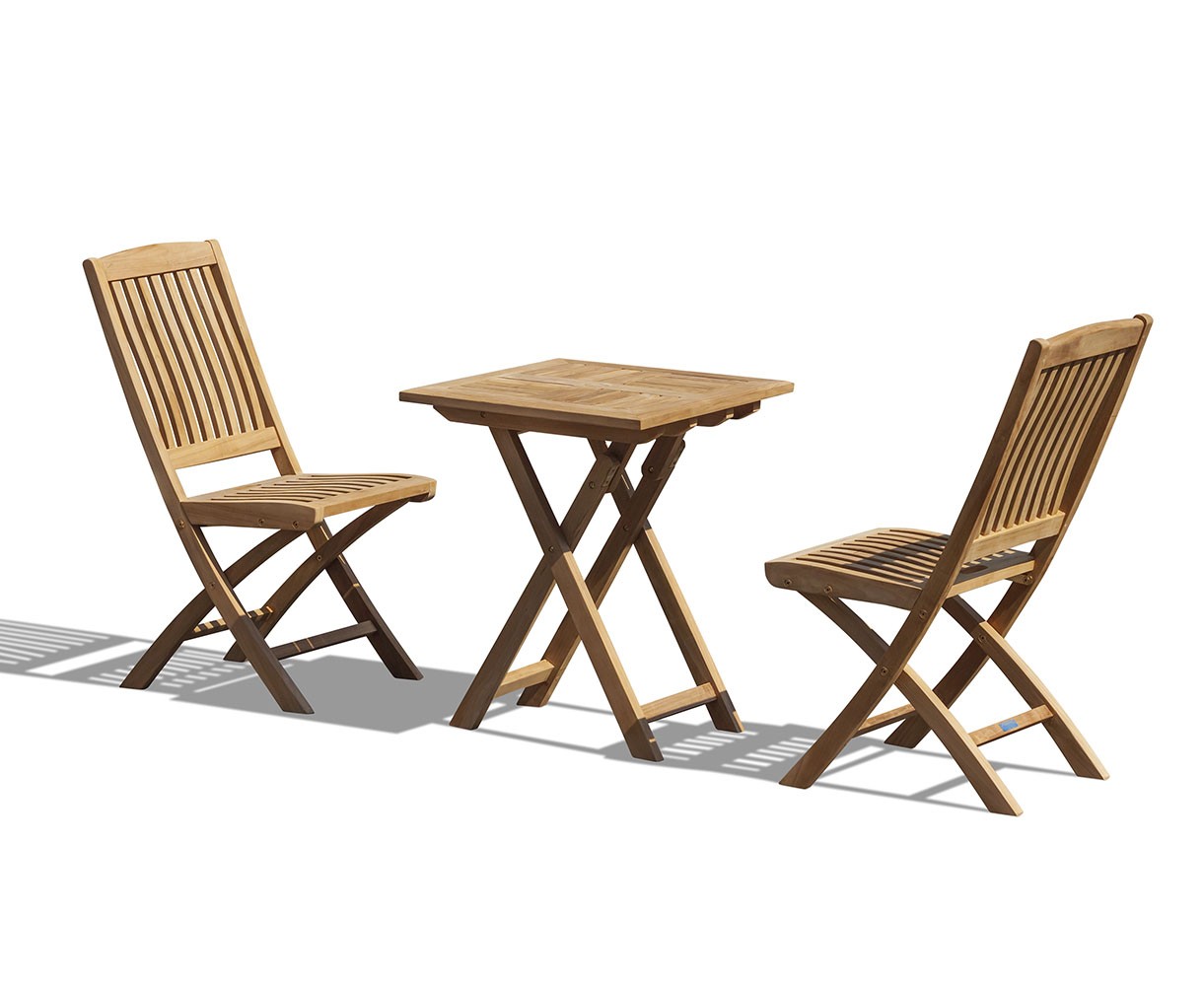 Teak Suffolk 0.6m Table and Bali Chair Set