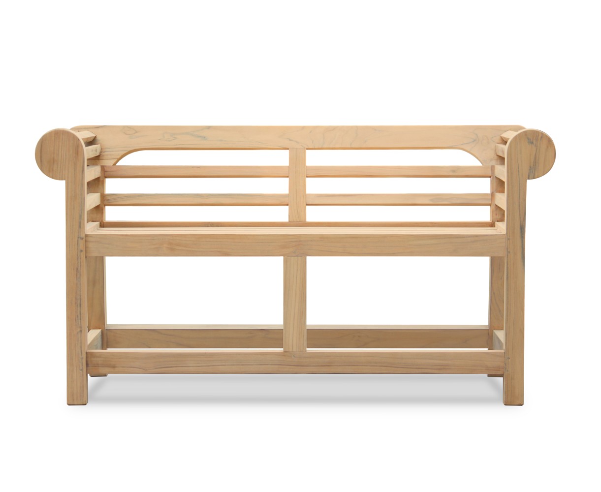 Low Back Teak Lutyens-Style Bench - 1.35m