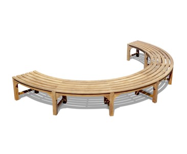 Teak Backless Curved Tree Bench - 348cm