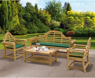Teak Lutyens-Style Table with Bench and Chairs - 1.95m