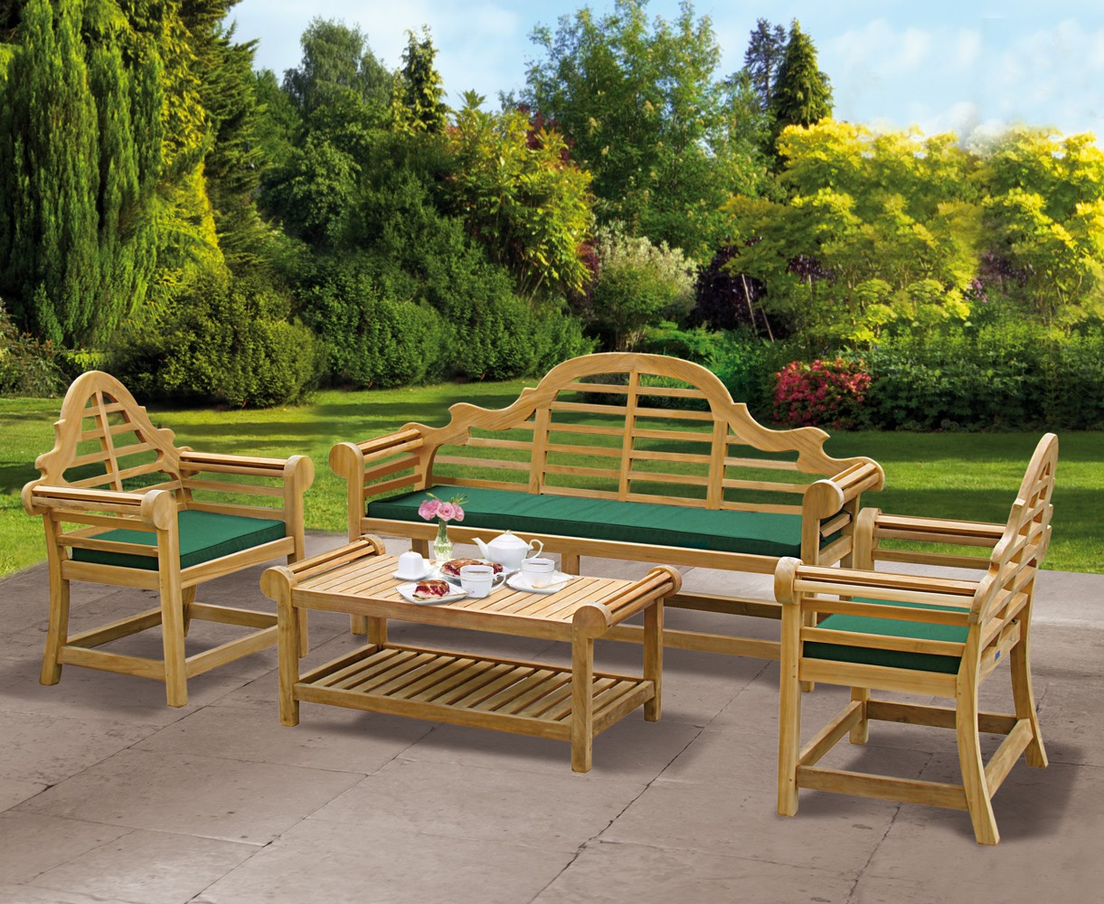 Teak Lutyens-Style Table with Bench and Chairs - 1.95m